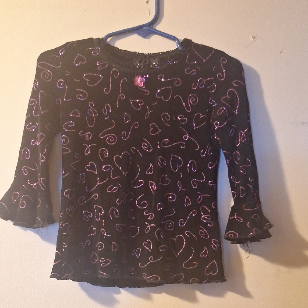 Rubie's Black Blouse with Pink Heart Swirls